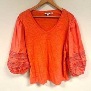 - Chicos orange balloon sleeve embellished top Sz XL
